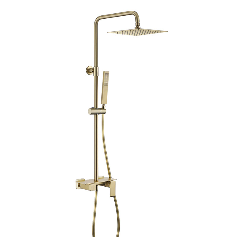 Golden Brass Big Shower System με με τετράγωνο ντους